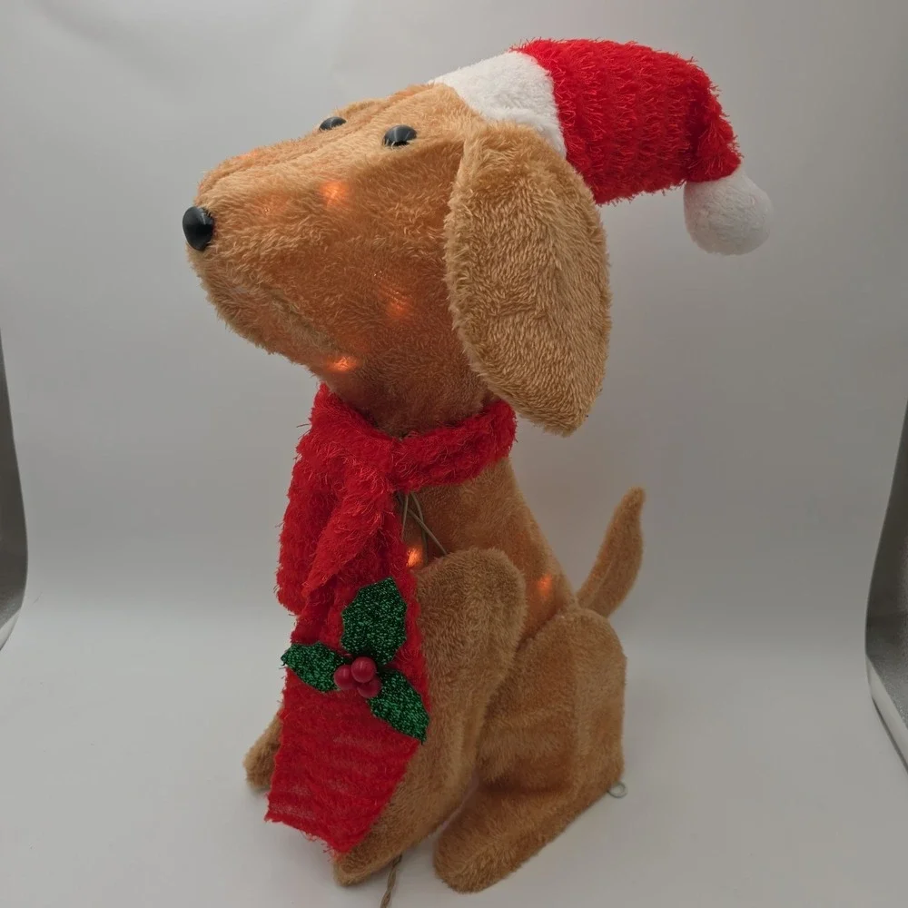 Christmas Holiday Time Dog Light Up Plush Dog Indoor Outdoor Decor 20